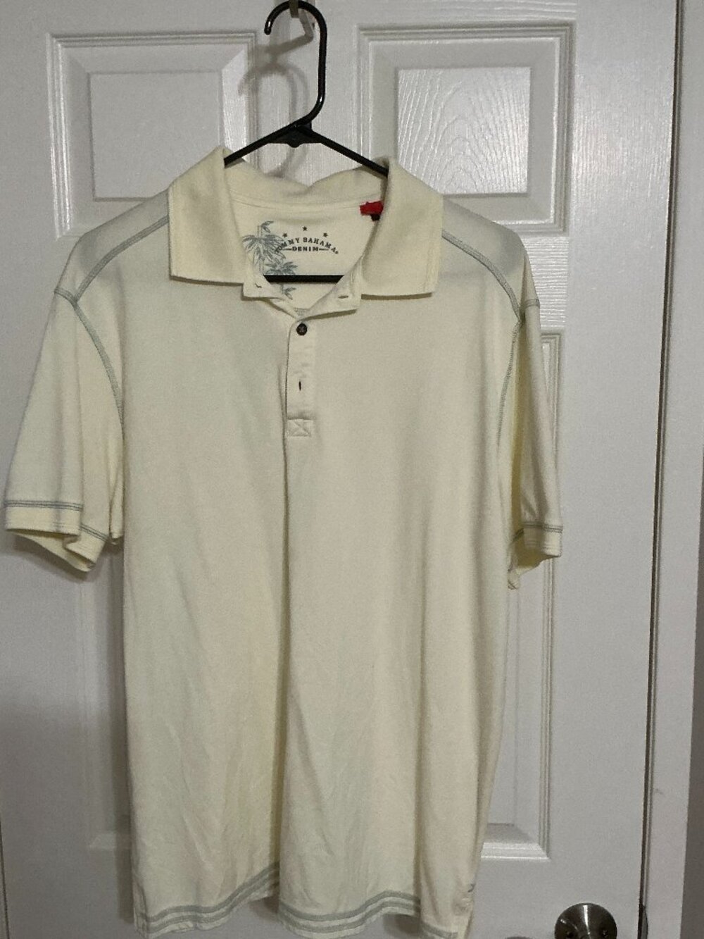 Tommy Bahama Denim Men’s Large Cream Pima Cotton Polo Shirt